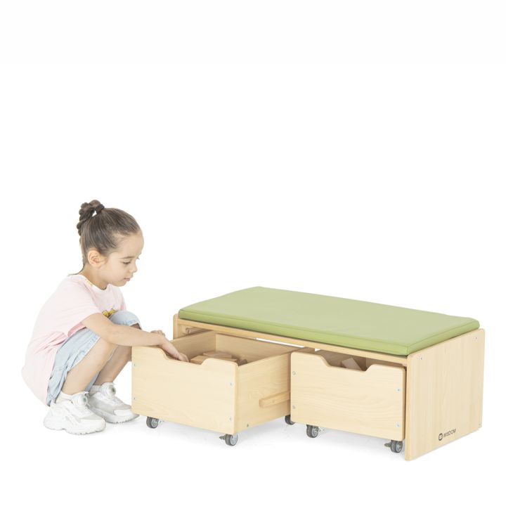 Sitzbank Owlaf mit ausfahrbaren Boxen, Höhe 30 cm